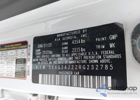 2024 Kia K5 Ex из США, поврежденный, VIN 5XXG34J22RG232785